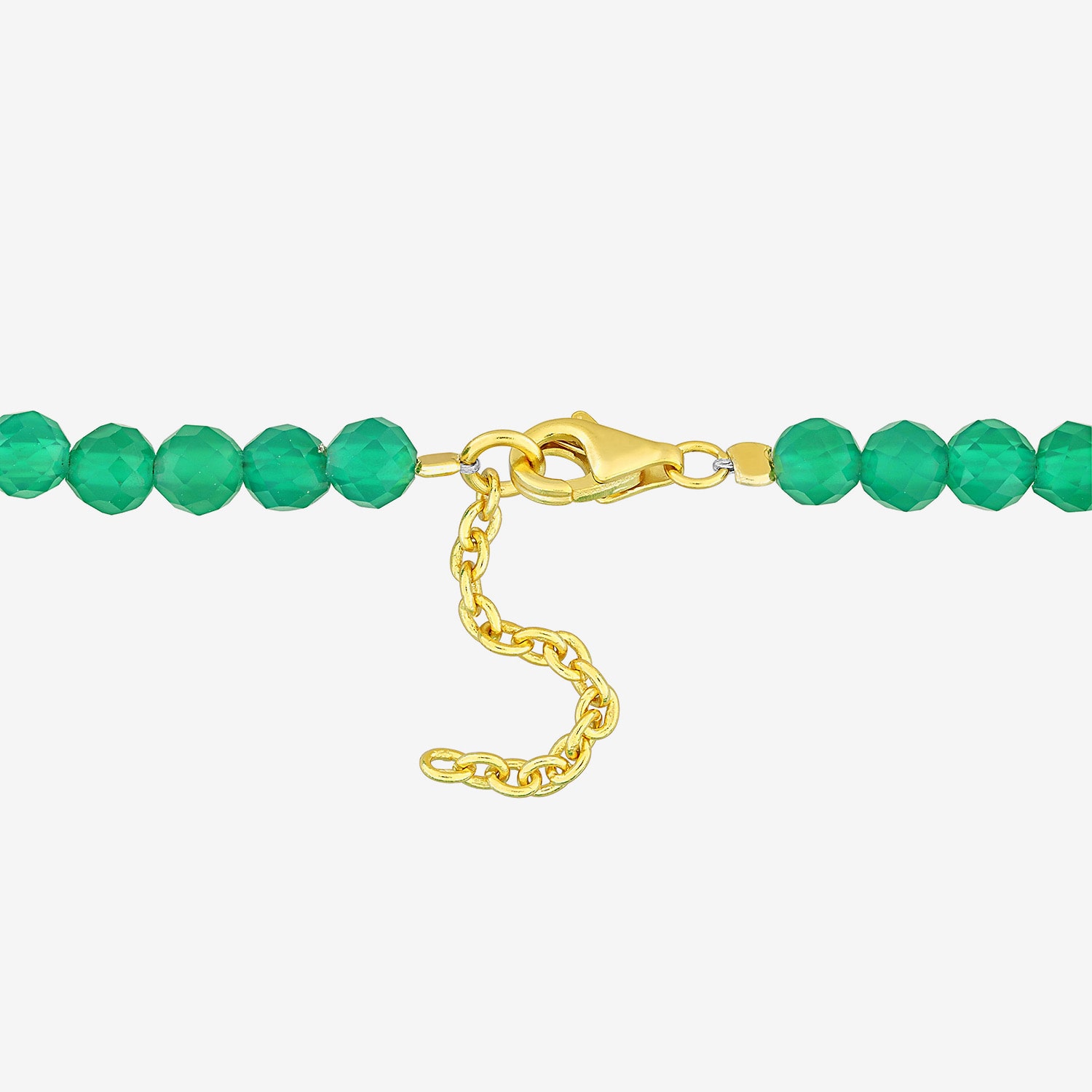 Womens Genuine Green Onyx 18K Gold Over Silver Beaded Bracelet