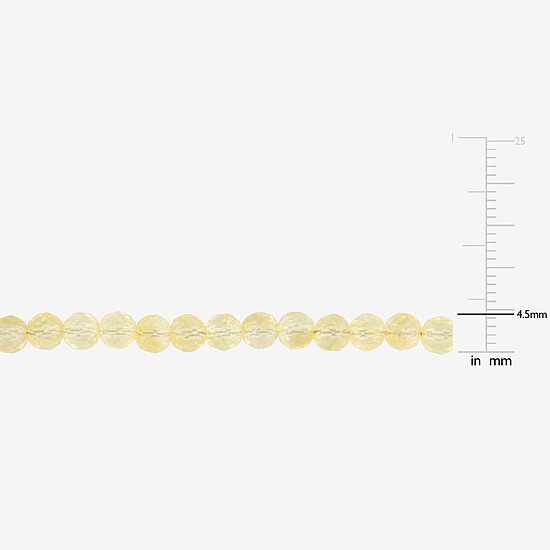 Womens Genuine Yellow Citrine 18K Gold Over Silver Beaded Bracelet