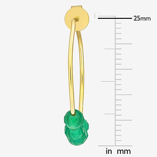Womens Genuine Green Onyx 18K Gold Over Silver 26mm Hoop Earrings