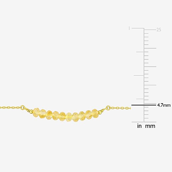Womens Genuine Yellow Citrine 18K Gold Over Silver Beaded Bracelet