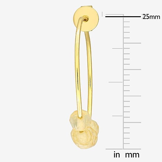 Womens Genuine Yellow Citrine 18K Gold Over Silver 26mm Hoop Earrings