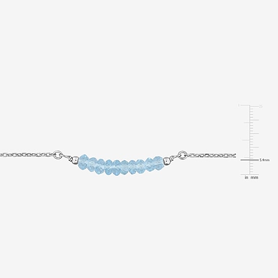 Womens Genuine Blue Topaz Sterling Silver Beaded Bracelet