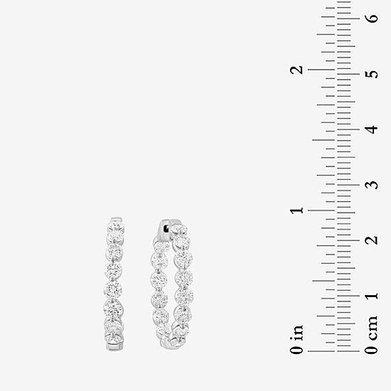 Effy Final Call (G /Si1) Womens 3 CT. T.W. Lab Grown White Diamond 14K Gold 90mm Hoop Earrings