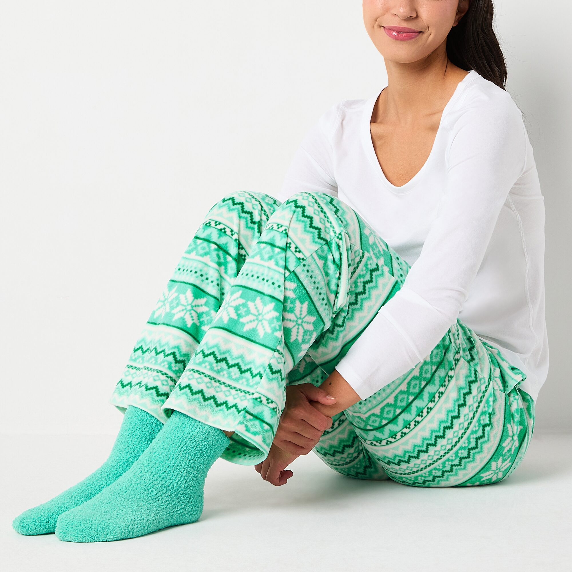 Sleep Chic Womens Petite Fleece Pajama Pants
