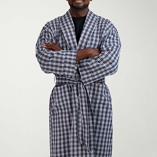 Hanes Mens Knee Length Long Sleeve Robe