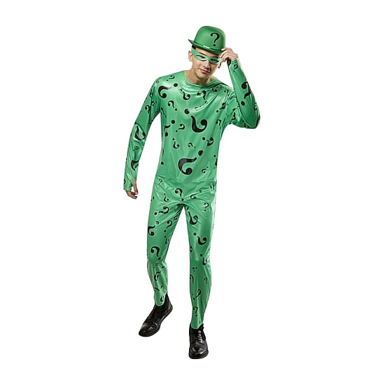 Mens Batman Forever Deluxe Riddler Mens Short Sleeve Costume DC Comics Riddler 4-pc. Costume Set