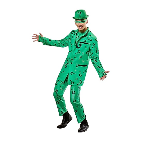 Mens Batman Forever Deluxe Riddler Mens Short Sleeve Costume DC Comics Riddler 4-pc. Costume Set