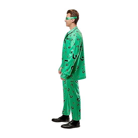 Mens Batman Forever Deluxe Riddler Mens Short Sleeve Costume DC Comics Riddler 4-pc. Costume Set