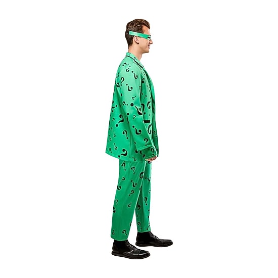 Mens Batman Forever Deluxe Riddler Mens Short Sleeve Costume DC Comics Riddler 4-pc. Costume Set