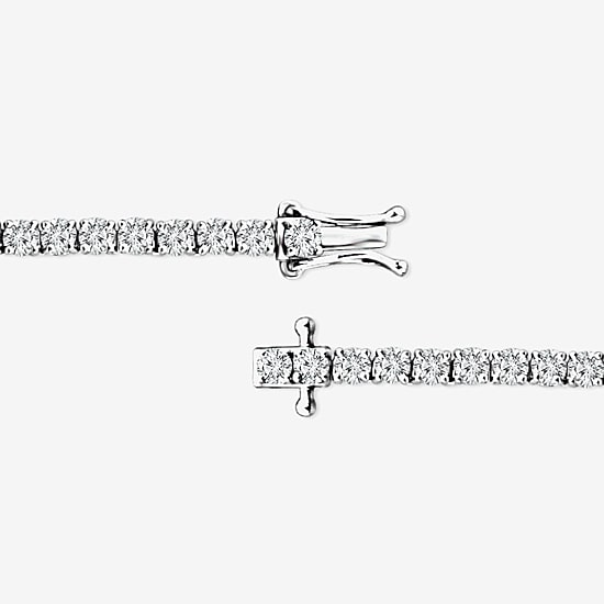 (F / Si2) Womens 10 CT. T.W. Lab-Grown White Diamond 10K Gold 18 Inch Tennis Necklace