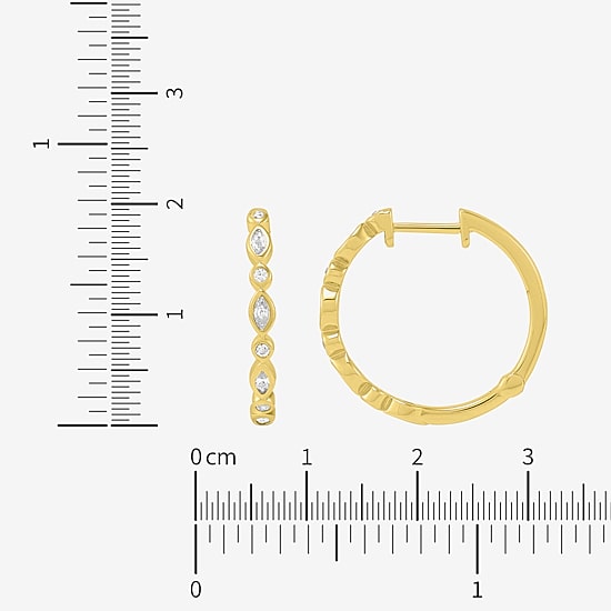 Diamonart Womens Lab Created White Cubic Zirconia 14K Gold Over Silver Sterling Silver 19.8mm Hoop Earrings