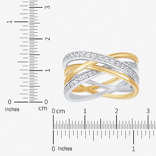 Diamonart Womens 10.5MM Lab Created White Cubic Zirconia Sterling Silver Bypass  Band