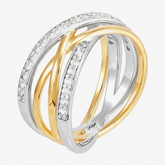 Diamonart Womens 10.5MM Lab Created White Cubic Zirconia Sterling Silver Bypass  Band