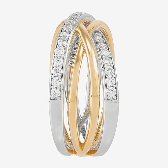 Diamonart Womens 10.5MM Lab Created White Cubic Zirconia Sterling Silver Bypass  Band
