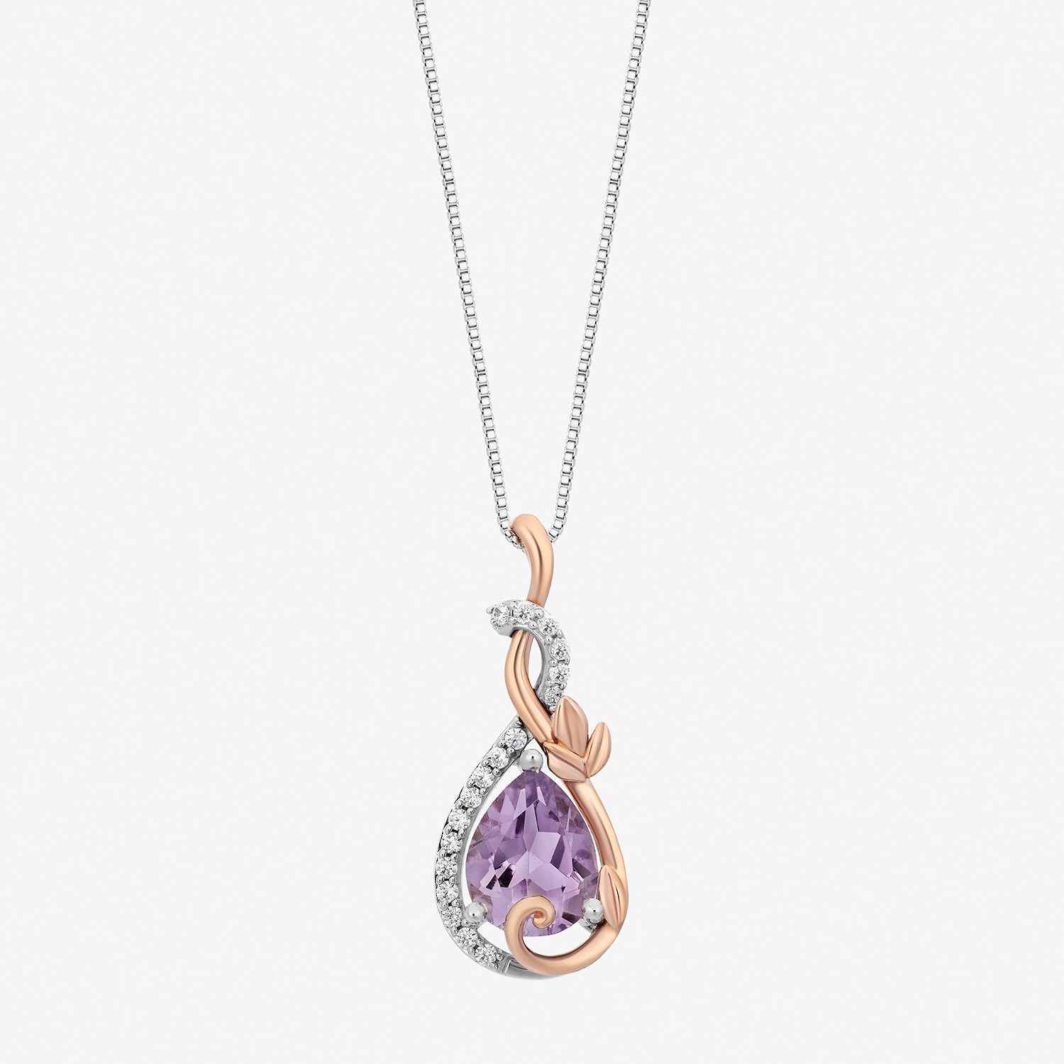Rapunzel Womens 1/10 CT. T.W. Genuine Purple Amethyst 14K Two Tone Gold Over Silver 18 Inch Pendant Necklace