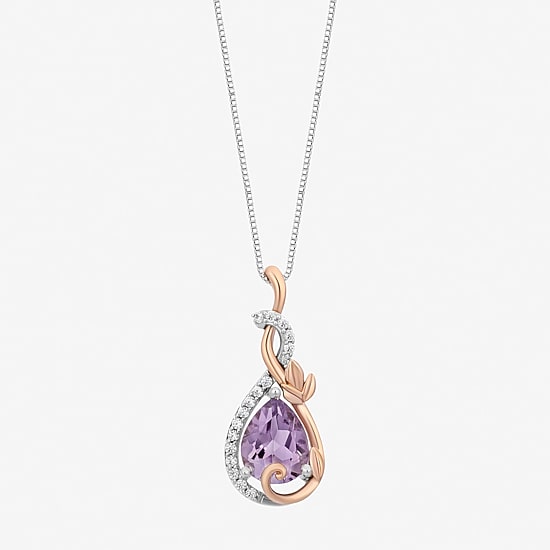 Rapunzel Womens 1/10 CT. T.W. Genuine Purple Amethyst 14K Two Tone Gold Over Silver 18 Inch Pendant Necklace
