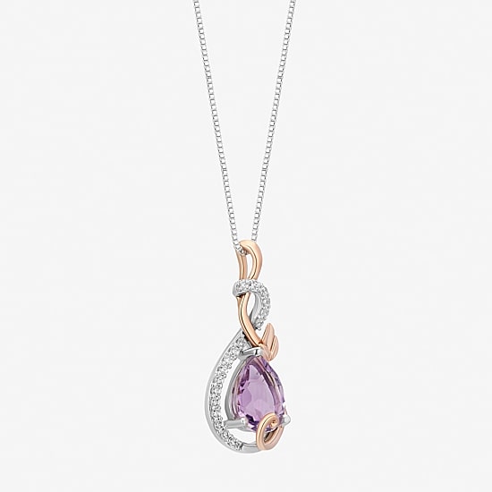 Rapunzel Womens 1/10 CT. T.W. Genuine Purple Amethyst 14K Two Tone Gold Over Silver 18 Inch Pendant Necklace