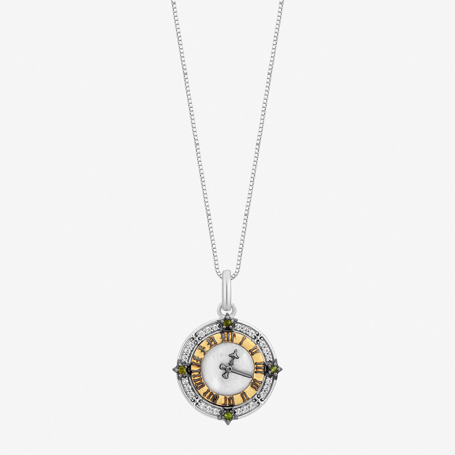 Tinkerbell Womens 1/10 CT. T.W. Genuine White Mother Of Pearl 14K Two Tone Gold Over Silver Round 18 Inch Pendant Necklace