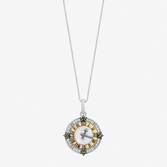 Tinkerbell Womens 1/10 CT. T.W. Genuine White Mother Of Pearl 14K Two Tone Gold Over Silver Round 18 Inch Pendant Necklace
