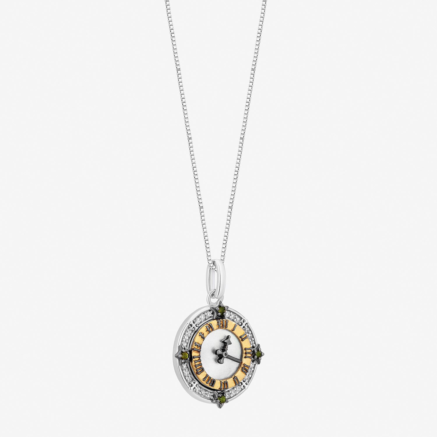 Tinkerbell Womens 1/10 CT. T.W. Genuine White Mother Of Pearl 14K Two Tone Gold Over Silver Round 18 Inch Pendant Necklace