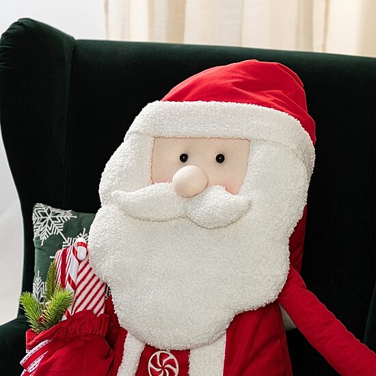 Glitzhome 60"H Christmas Oversized Fabric Santa Christmas Figurine