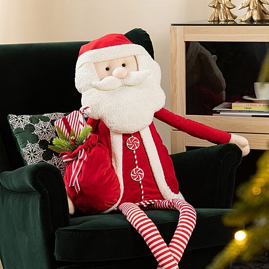 Glitzhome 60"H Christmas Oversized Fabric Santa Christmas Figurine