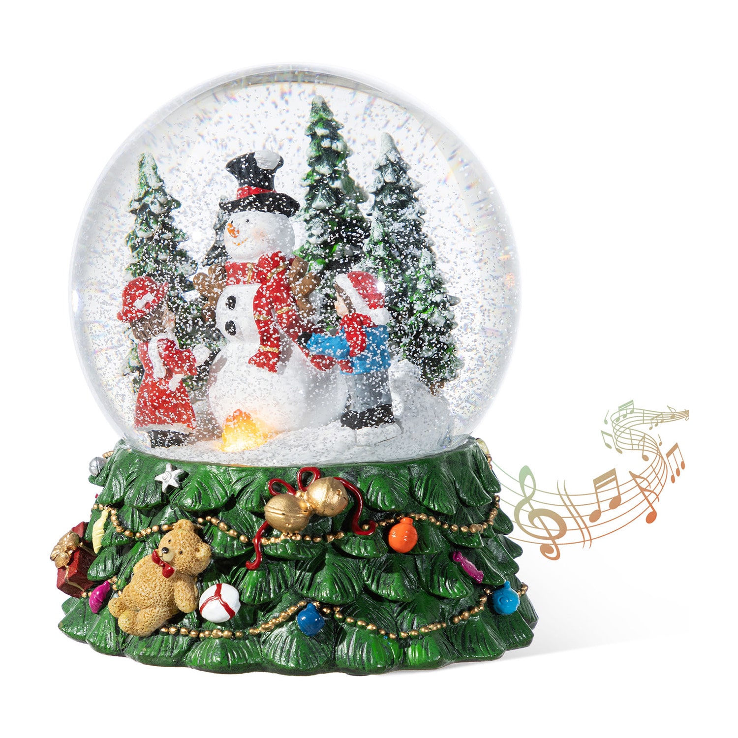 Glitzhome Christmas Resin Lighted Musical  Snowflakes Snowman Waterglobe Christmas Tabletop Decor