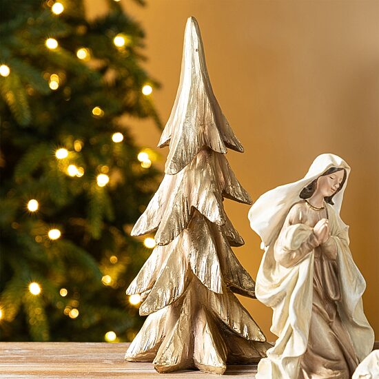 Glitzhome Gold Resin Holy Family Nativity Set