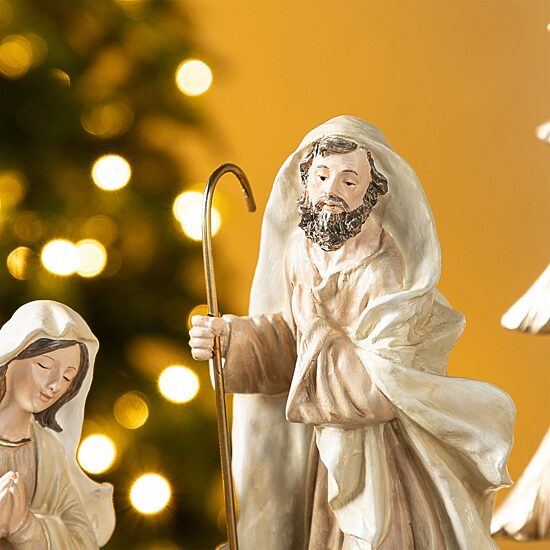 Glitzhome Gold Resin Holy Family Nativity Set