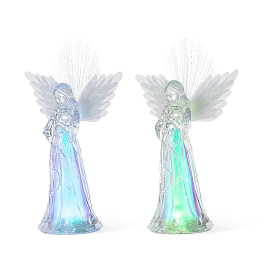 Glitzhome 11"H Christmas Lighted Acrylic Color Changing Angel Figurine Christmas Tabletop Decor