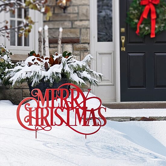Glitzhome 36"L Oversized Metal Christmas Christmas Yard Art