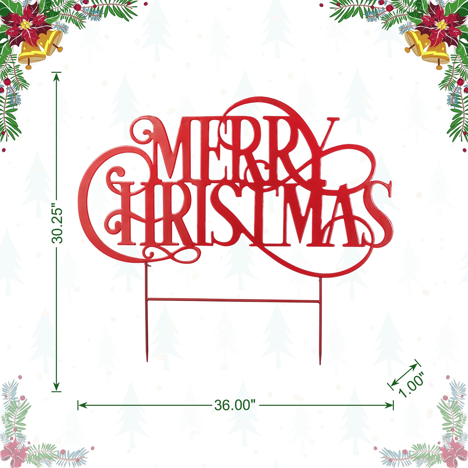 Glitzhome 36"L Oversized Metal Christmas Christmas Yard Art