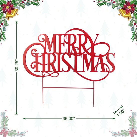 Glitzhome 36"L Oversized Metal Christmas Christmas Yard Art