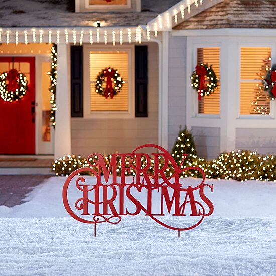 Glitzhome 36"L Oversized Metal Christmas Christmas Yard Art