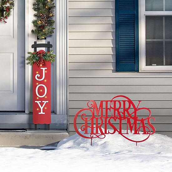 Glitzhome 36"L Oversized Metal Christmas Christmas Yard Art