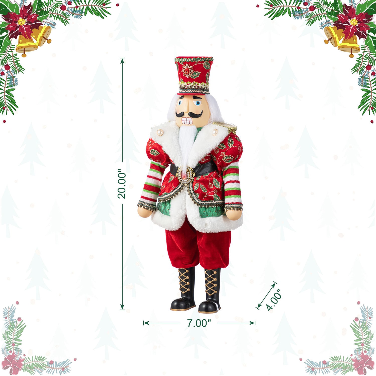 Glitzhome 20"H Faux Fur Christmas Nutcracker Christmas Figurine