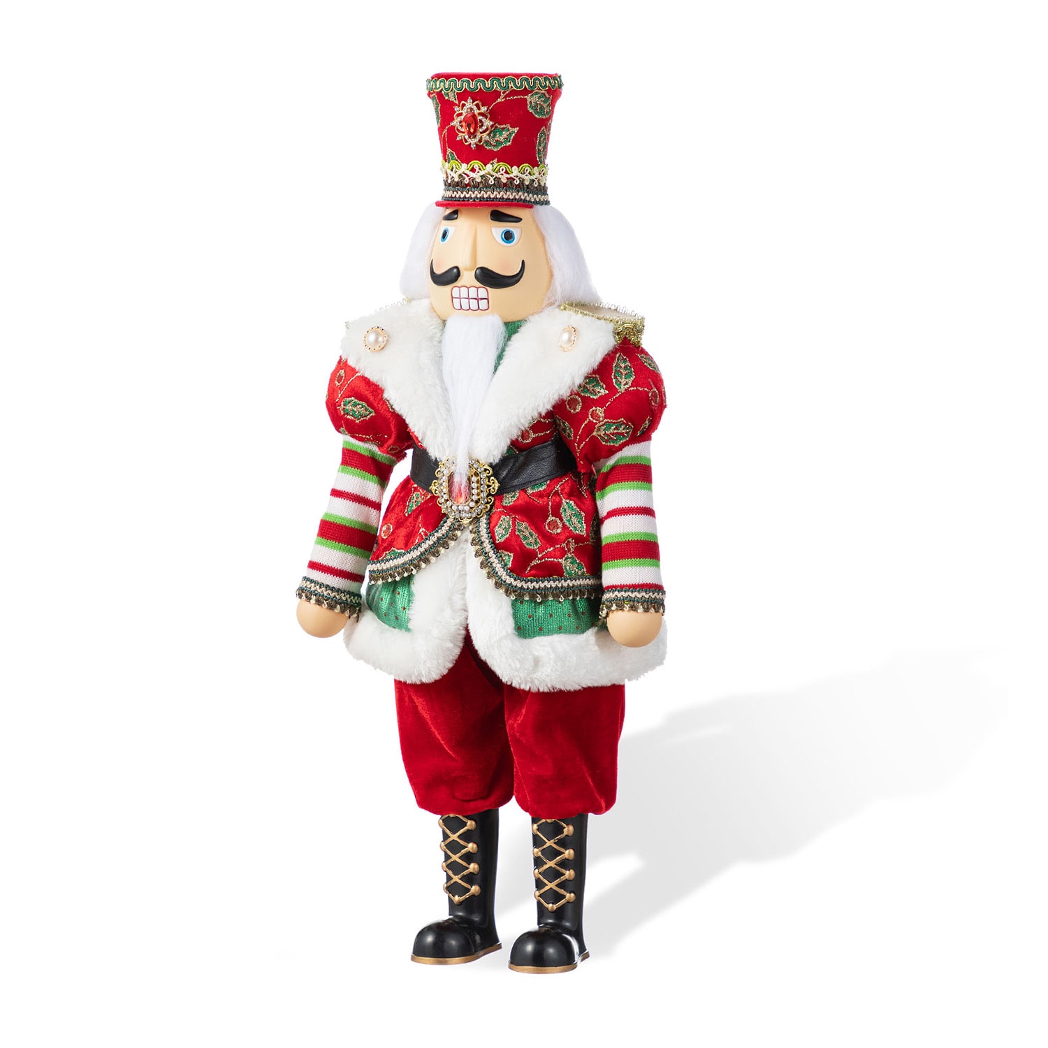 Glitzhome 20"H Faux Fur Christmas Nutcracker Christmas Figurine