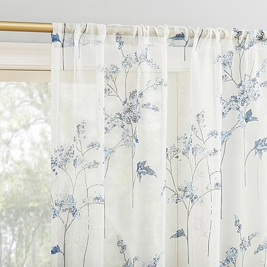 No 918 Margot Botanical Print Rod Pocket Light-Filtering Single Curtain Panel