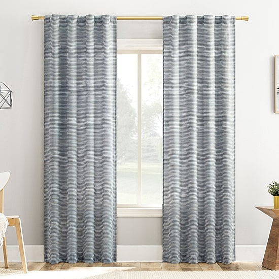 No 918 Laurel Space Dyed Textured Back Tab Light-Filtering Single Curtain Panel