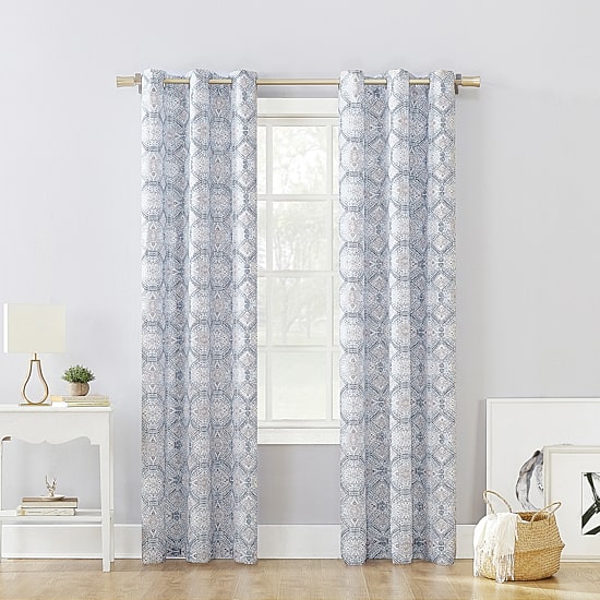 No 918 Lido Global Inspired Medallion Grommet Top Light-Filtering Single Curtain Panel