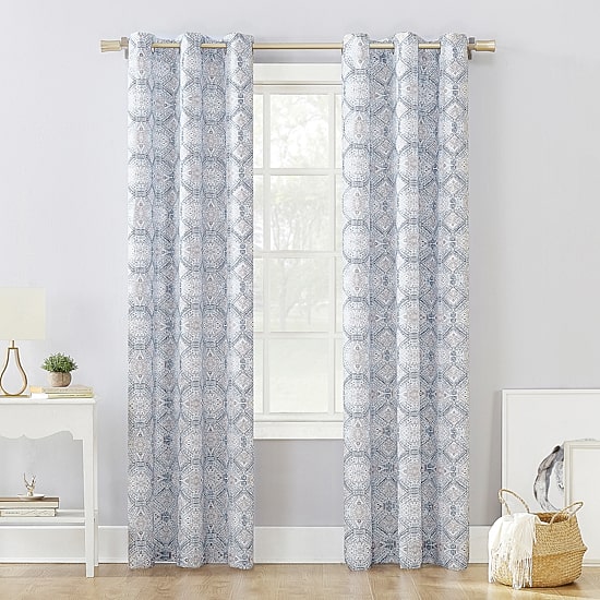 No 918 Lido Global Inspired Medallion Grommet Top Light-Filtering Single Curtain Panel