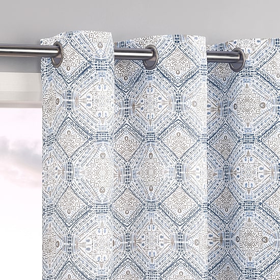 No 918 Lido Global Inspired Medallion Grommet Top Light-Filtering Single Curtain Panel