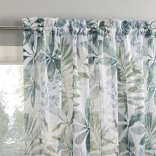 No 918 Fiona Foliage Print Crushed Voile Rod Pocket Light-Filtering Single Curtain Panel