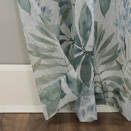 No 918 Fiona Foliage Print Crushed Voile Rod Pocket Light-Filtering Single Curtain Panel