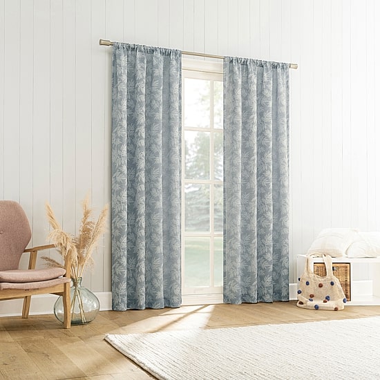 No 918 Koda Woven Jacquard Leaf Rod Pocket Light-Filtering Single Curtain Panel