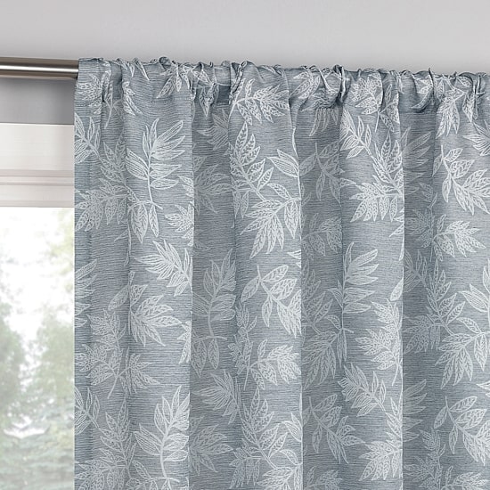 No 918 Koda Woven Jacquard Leaf Rod Pocket Light-Filtering Single Curtain Panel