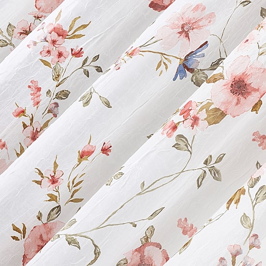 No 918 Jocelyn Floral Print Crushed Voile Rod Pocket Light-Filtering Single Curtain Panel
