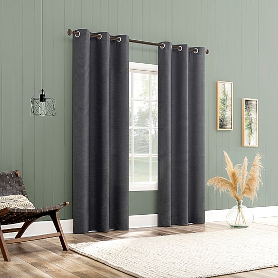 No 918 Landon Textured Grommet Top Light-Filtering Single Curtain Panel