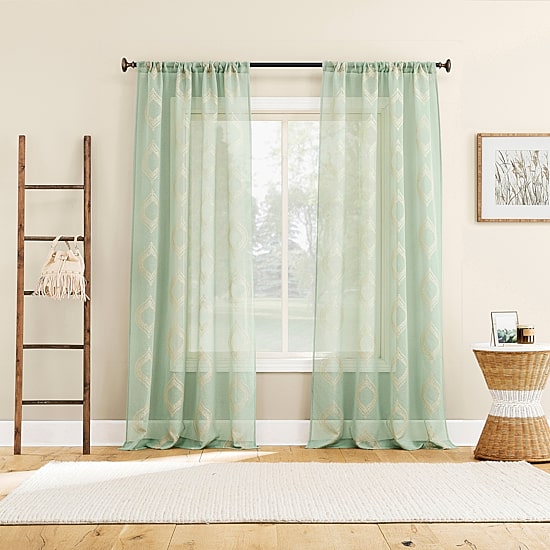 No 918 Ravenna Medallion Rod Pocket Embroidered Light-Filtering Single Curtain Panel