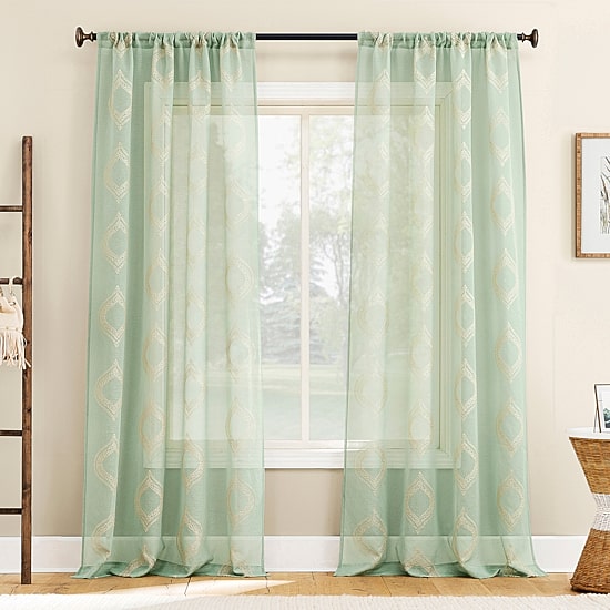 No 918 Ravenna Medallion Rod Pocket Embroidered Light-Filtering Single Curtain Panel